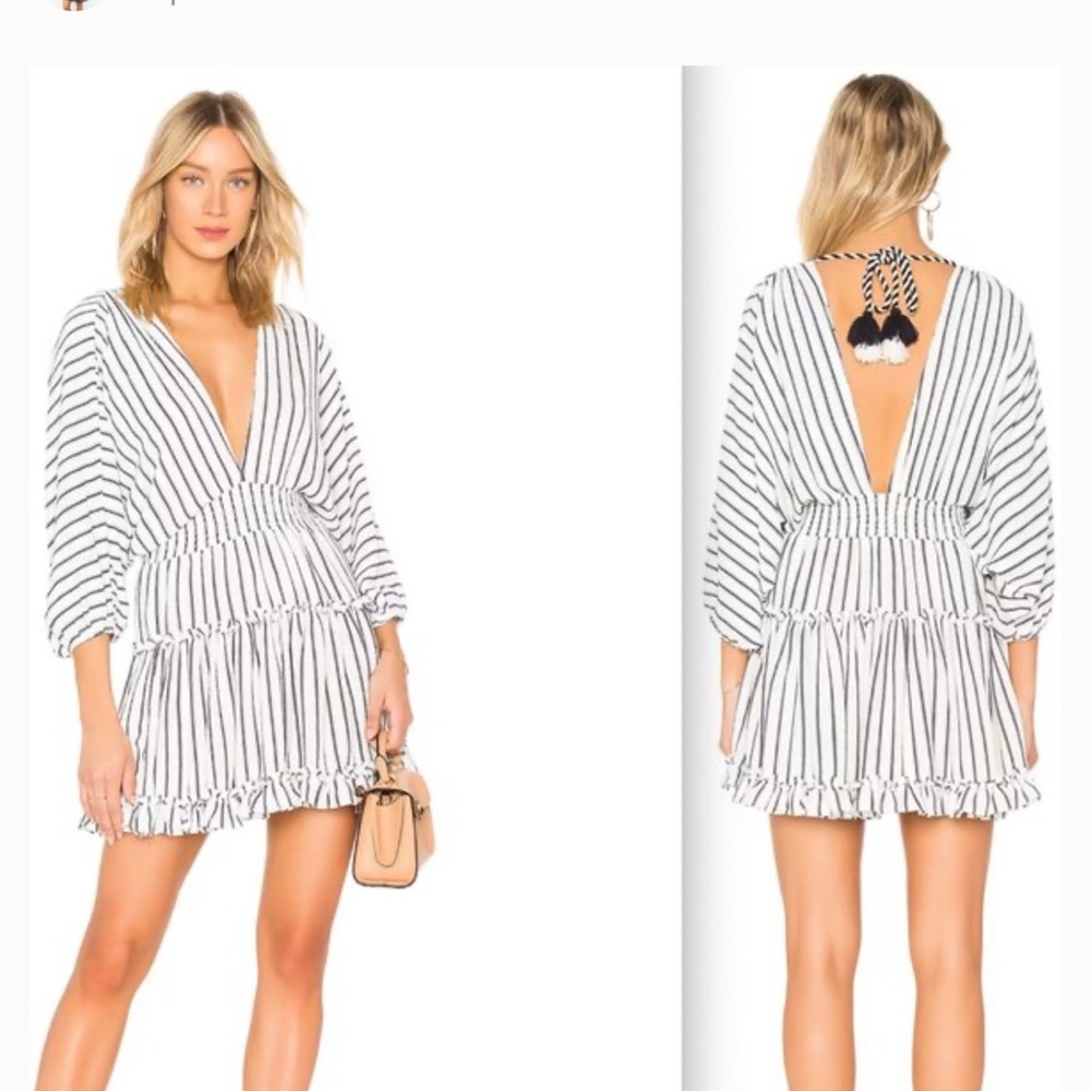 Misa Los Angeles Luca Striped V-Neck Dress Size XS‎